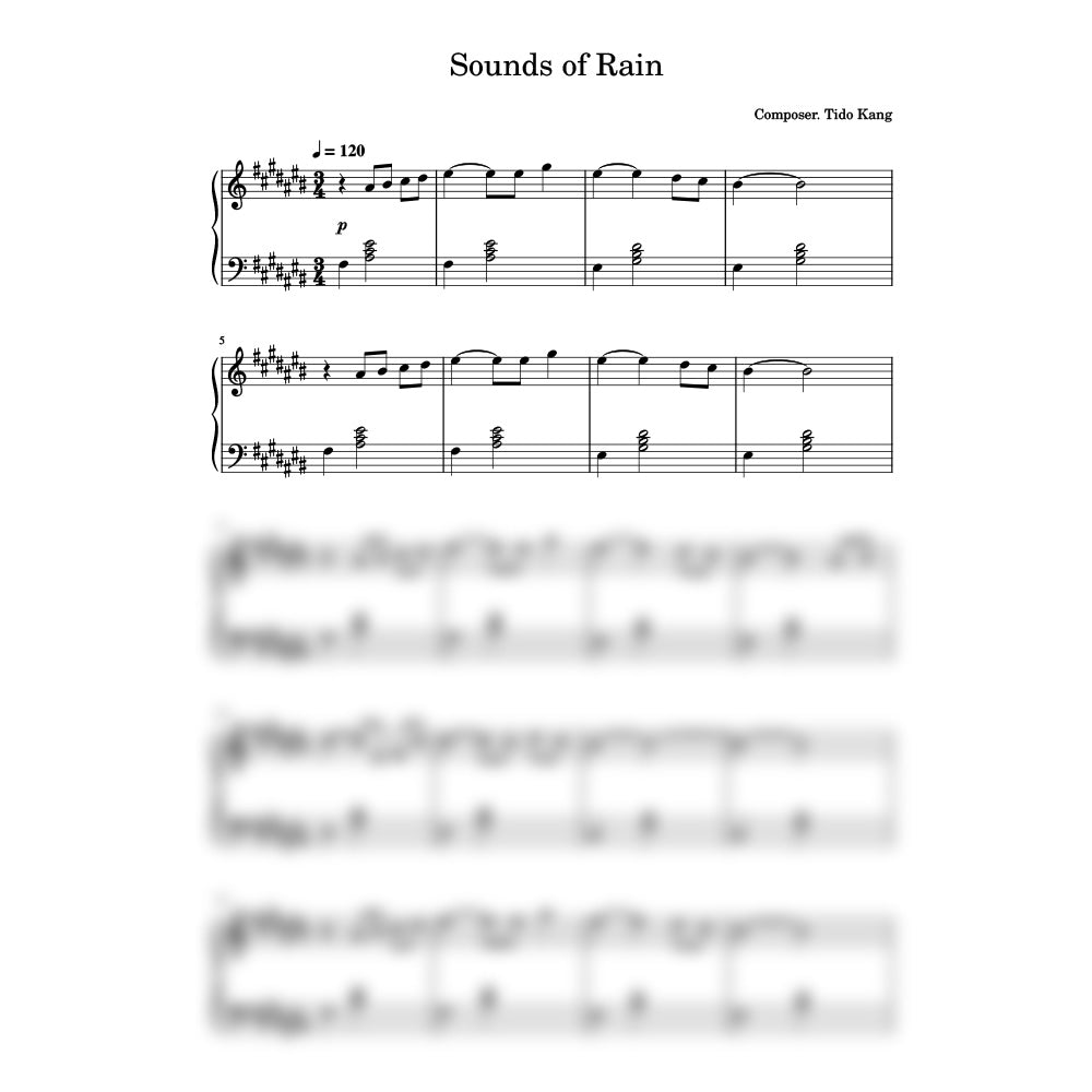 Sounds of Rain – Original Piano Sheet Music (PDF)